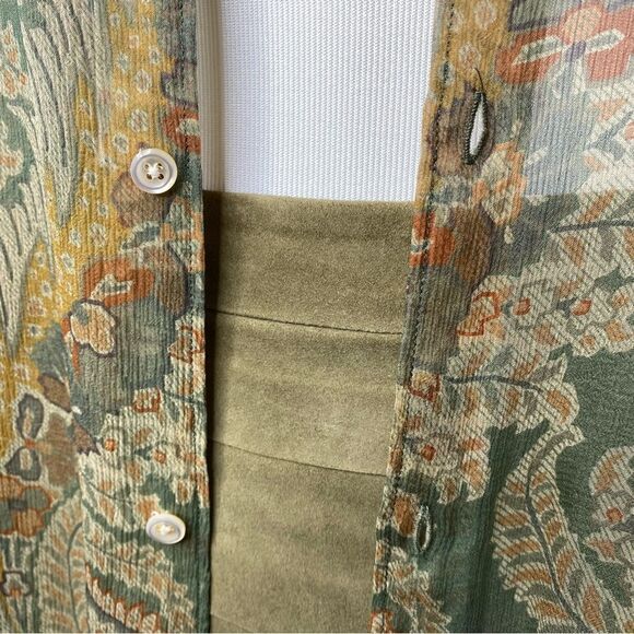 Ralph Lauren Black Label Olive Goat Suede Ruffle Pencil Skirt - Picture 7 of 16